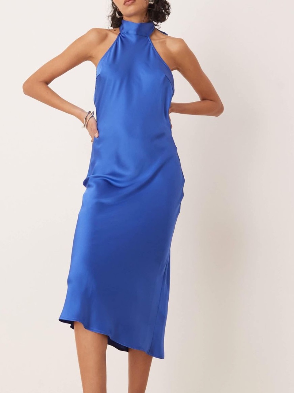 Blue Halter Midi/Maxi Cowl Back Dress size 12